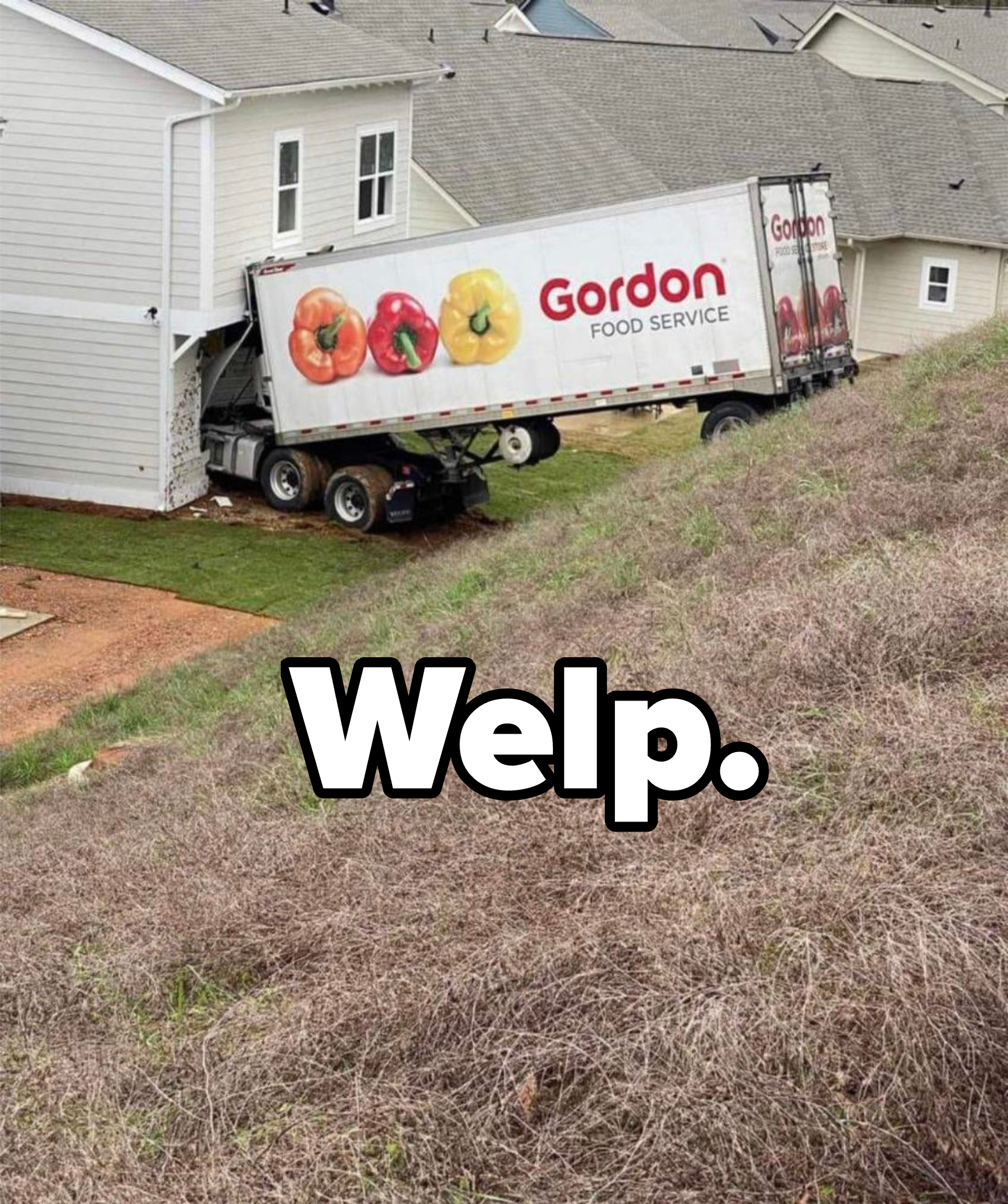 Gordon Food Service truck crashed into the side of a house