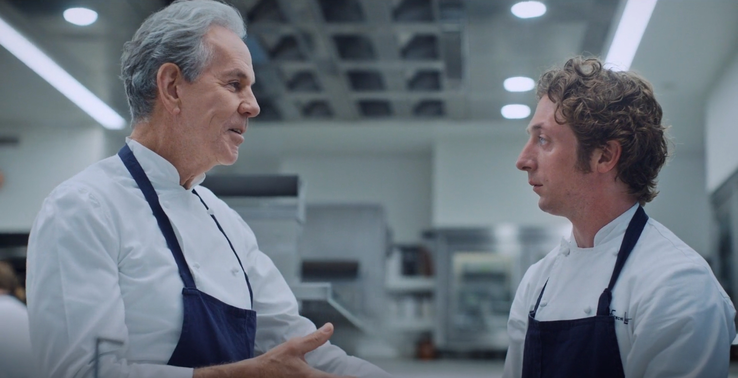 Thomas Keller and Carmy, in a deep kitchen discussion.