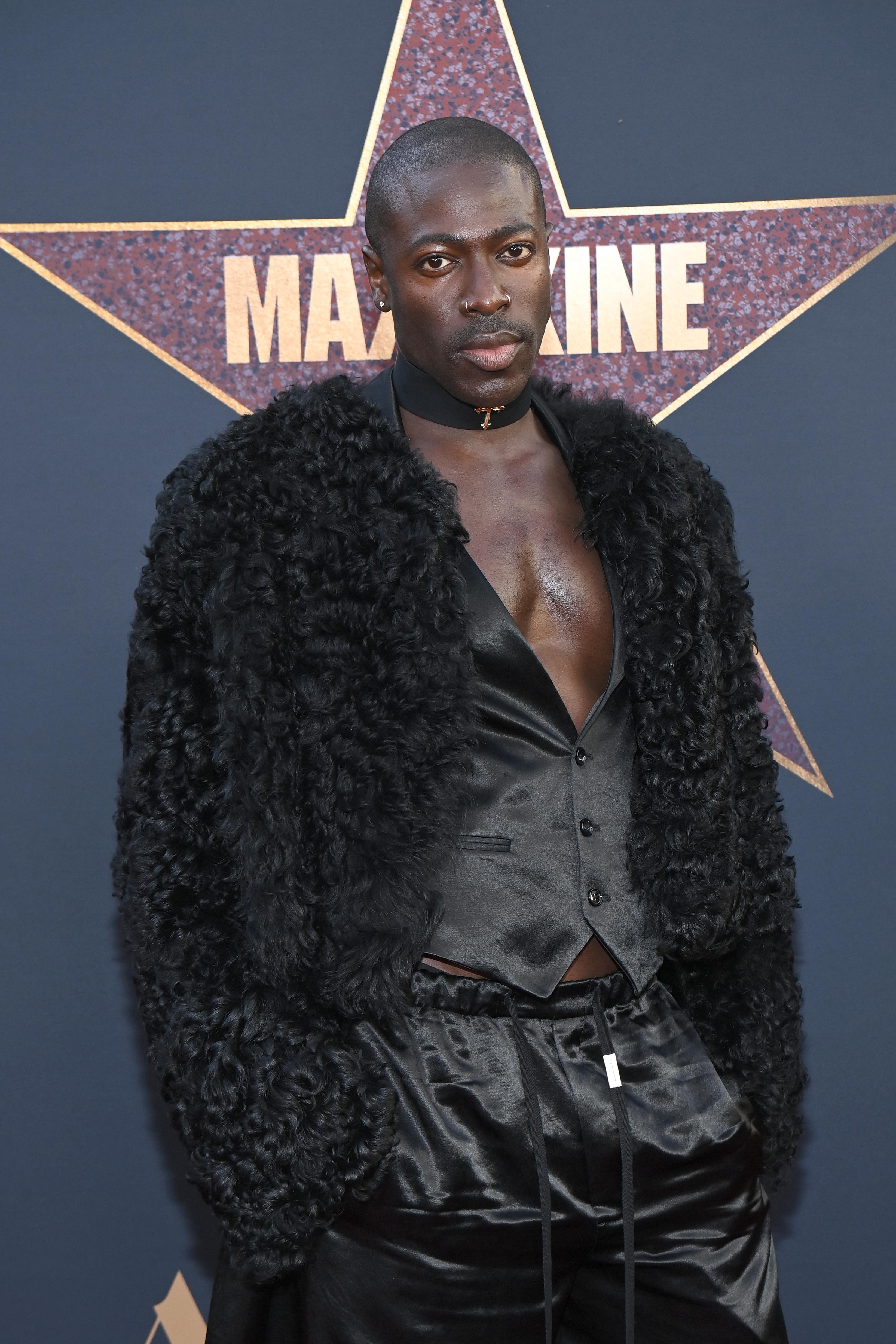 Moses Sumney in a black outfit at the premiere of "MaXXXine"