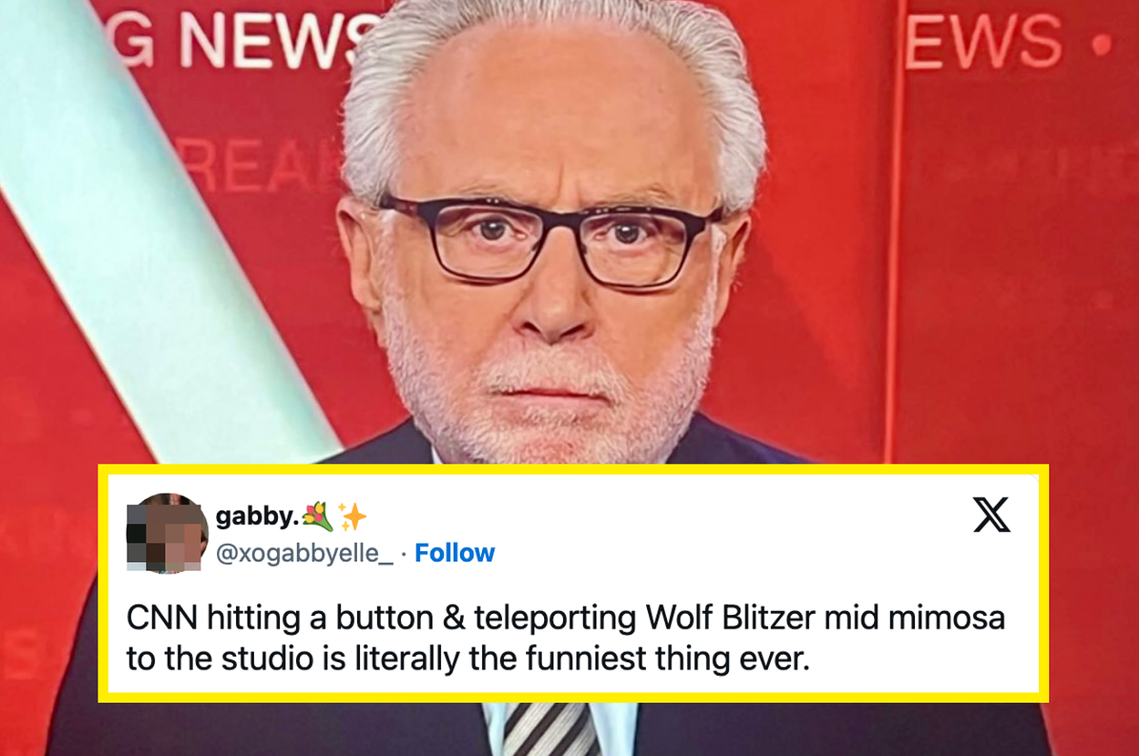 On the left, a person is holding a drink while smiling at brunch. On the right, the same person is seen working on TV news. Tweet reads: "Being at brunch to be called into work is wilddddddddd ????????"