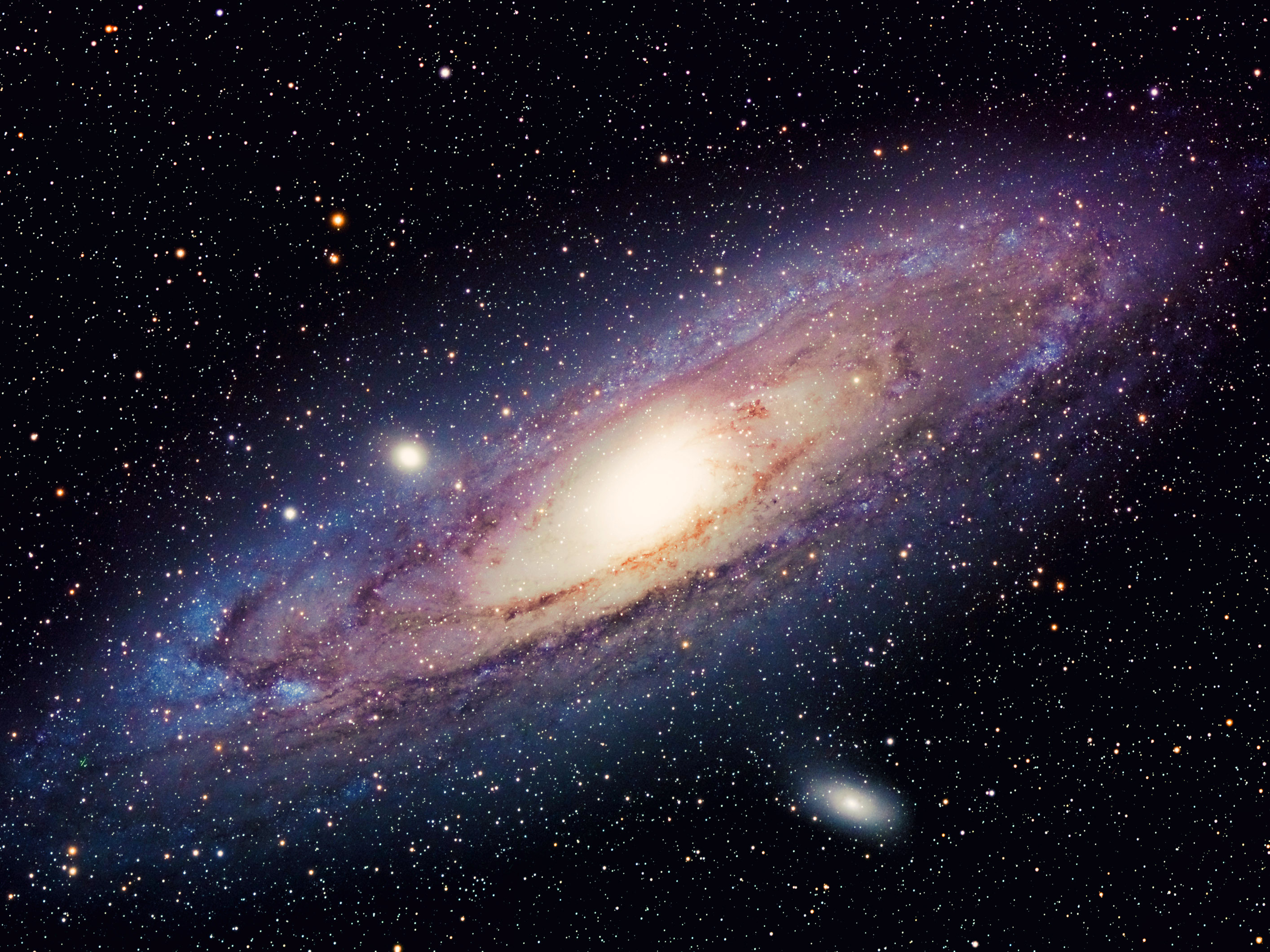 A detailed image of the Andromeda Galaxy, showcasing its spiral structure and surrounding stars