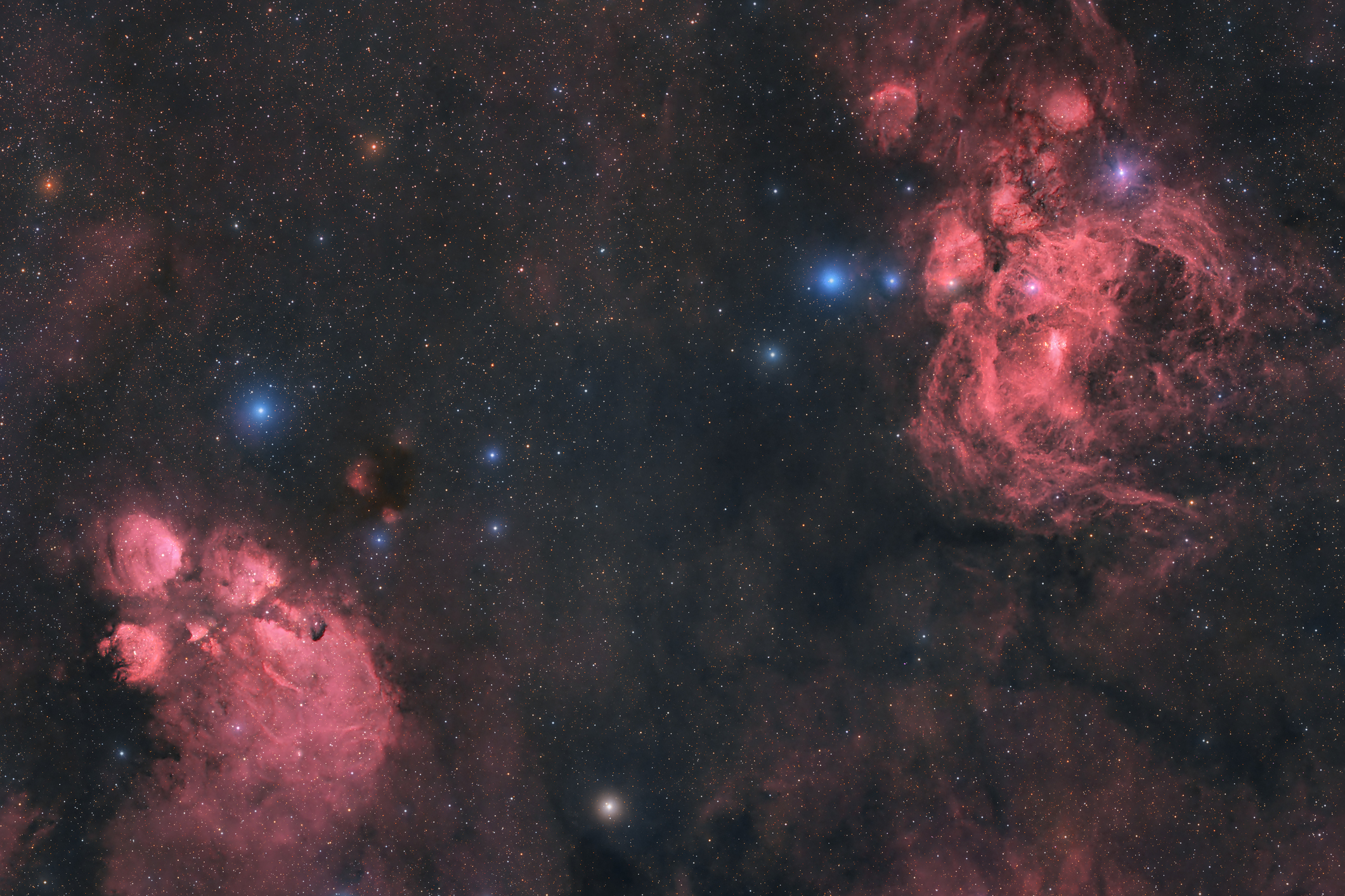 Captured night sky showcasing the Rosette Nebula, presented with intricate patterns and vibrant formations from distant galaxy region
