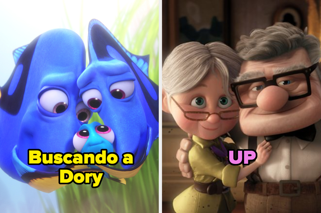 A la izquierda, personajes de "Buscando a Dory". A la derecha, personajes de "Up"