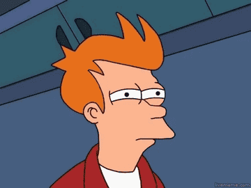 Philip J. Fry, a character from &quot;Futurama,&quot; squinting skeptically with a puzzled expression
