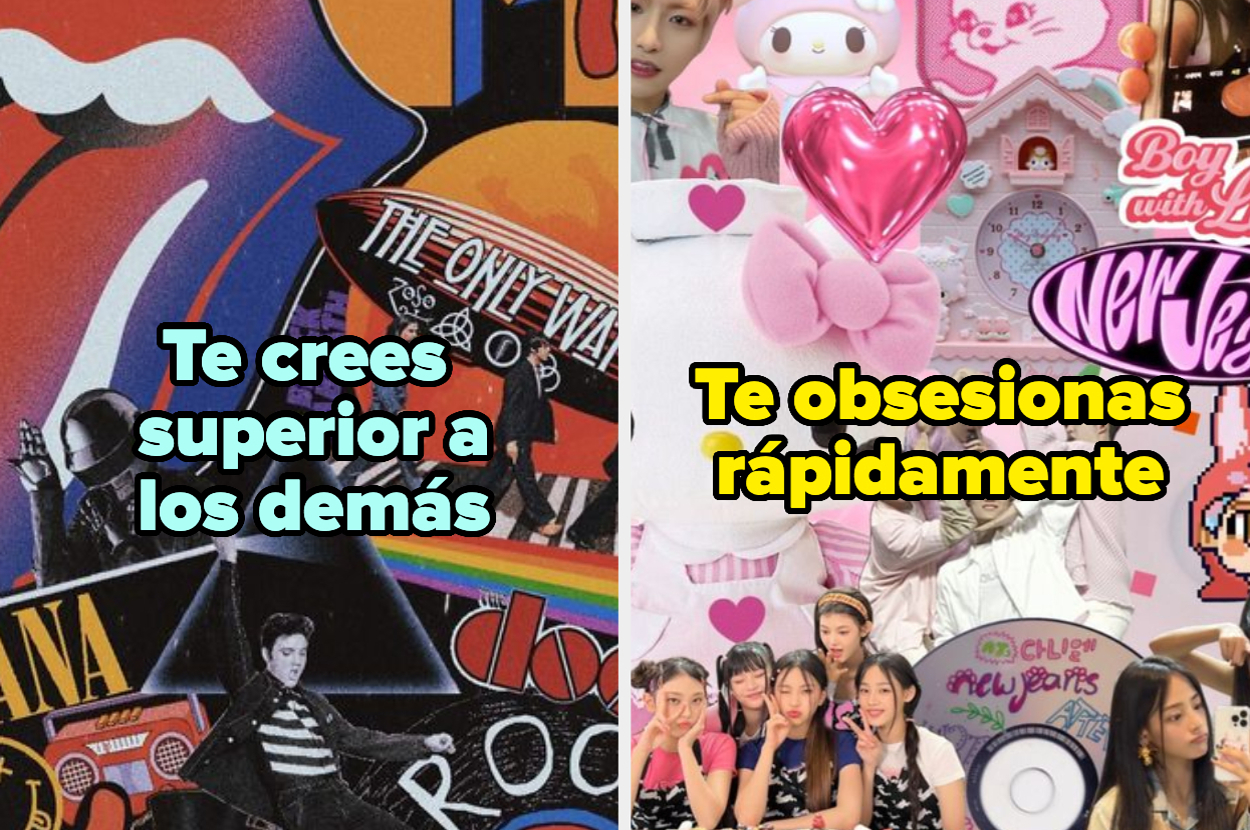 Collage dividido en dos mitades. La izquierda dice "Te crees superior a los demás" y la derecha "Te obsesionas rápidamente."