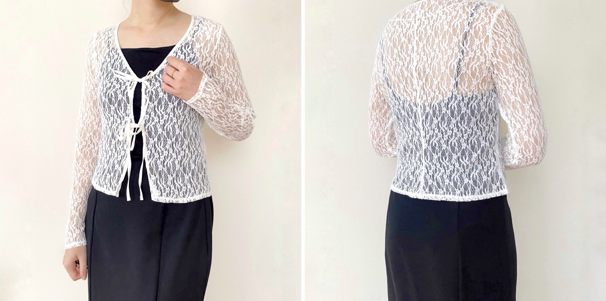 GU（ジーユー）のおすすめファッションアイテム「レースリボンカーディガン」