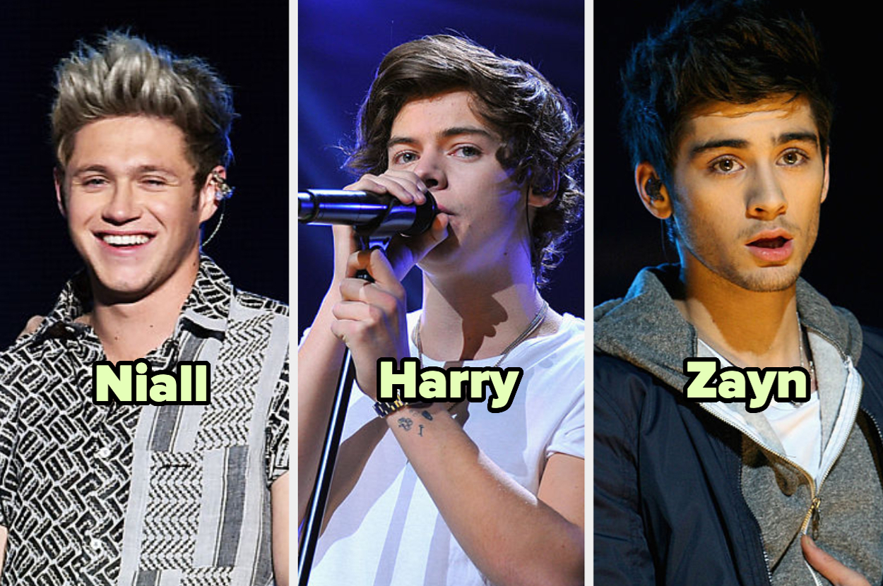 Niall, Harry y Zayn en un montaje de tres fotos. Niall sonríe, Harry canta y Zayn mira a la cámara con expresiones distintas. Sus nombres están superpuestos