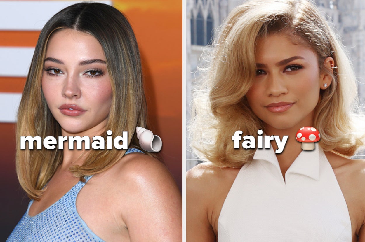 Madelyn Cline in a mermaid style dress and Zendaya in a fairy-inspired white dress