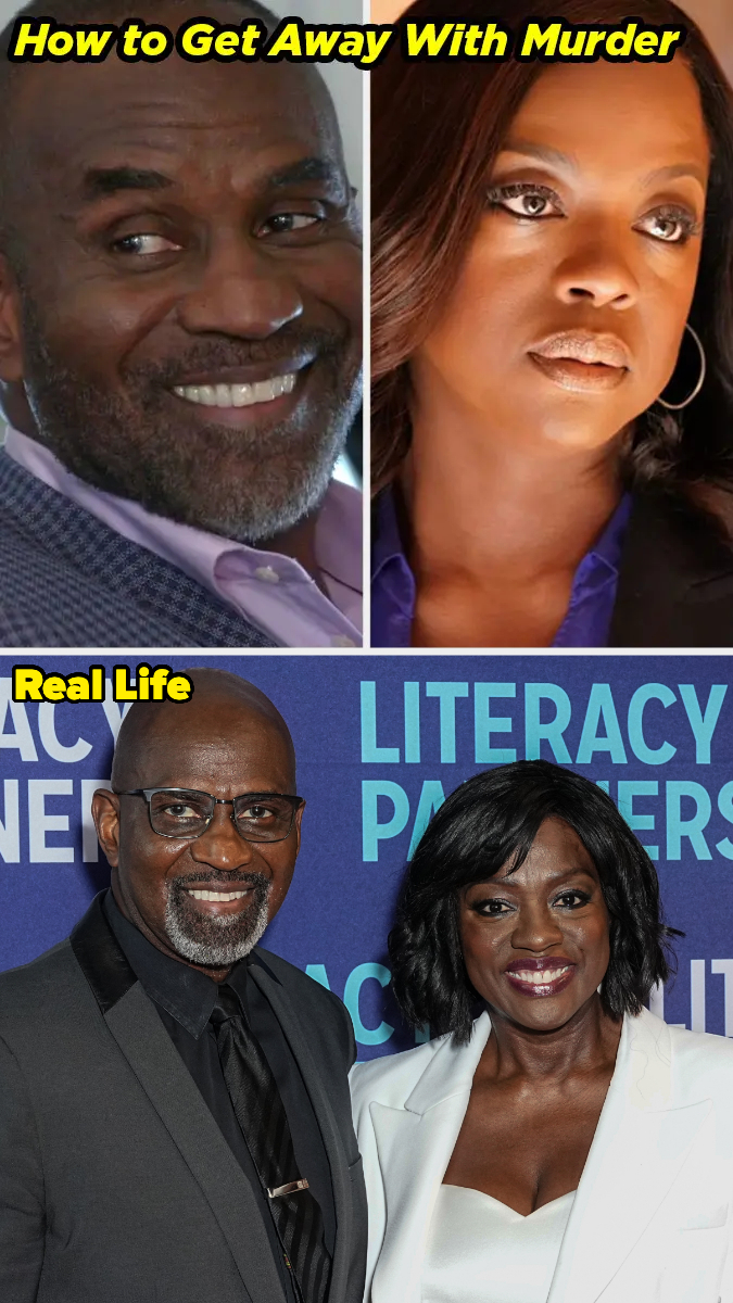 Photos of Glynn Turman and Viola Davis from "How to Get Away With Murder" vs. their real-life appearances at an event in suits