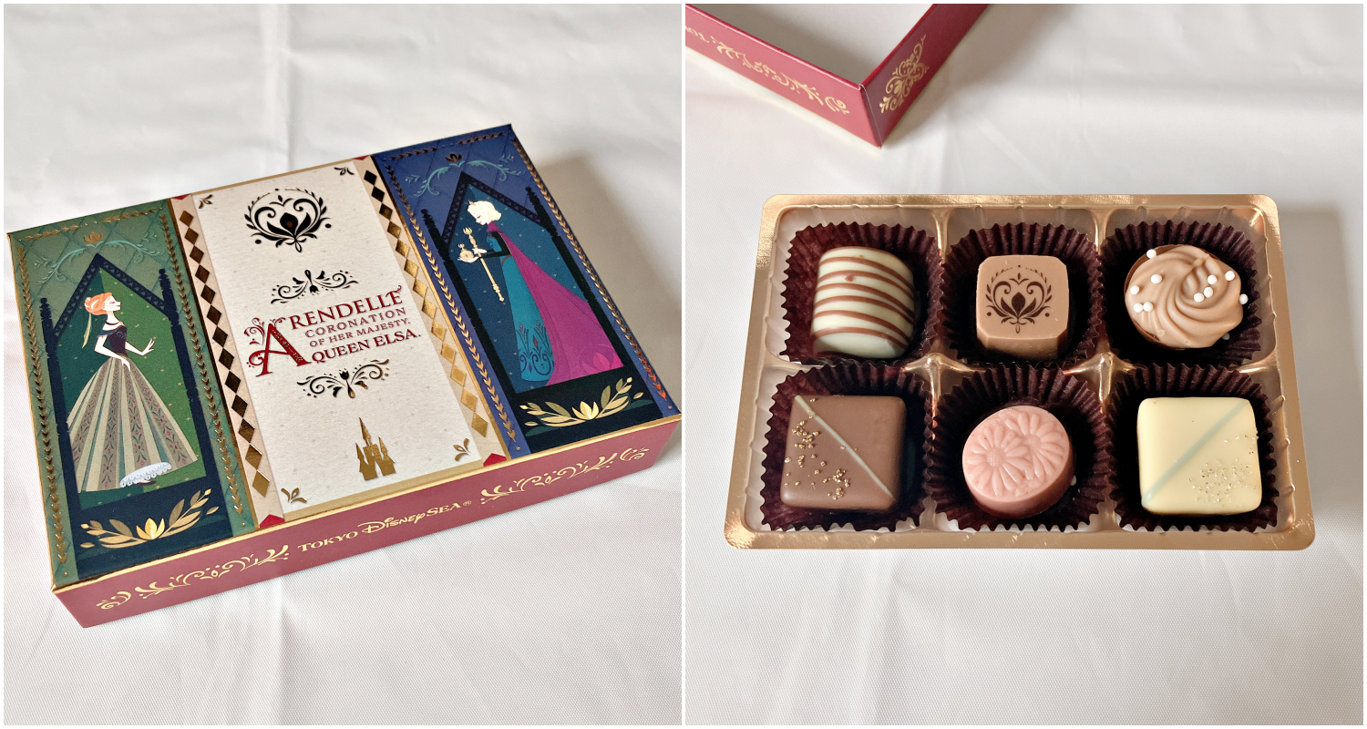 ディズニーシーのおすすめお菓子「アソーテッド・チョコレート 紙箱 アナ エルサ」