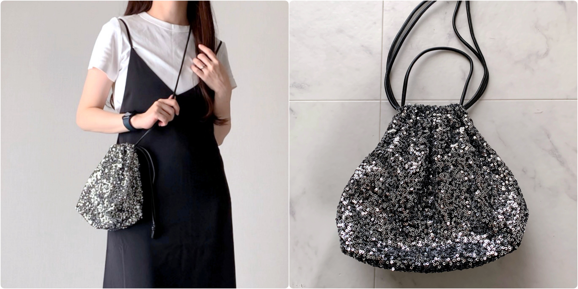 GU（ジーユー）のおすすめファッションアイテム「スパンコールバッグ+E」