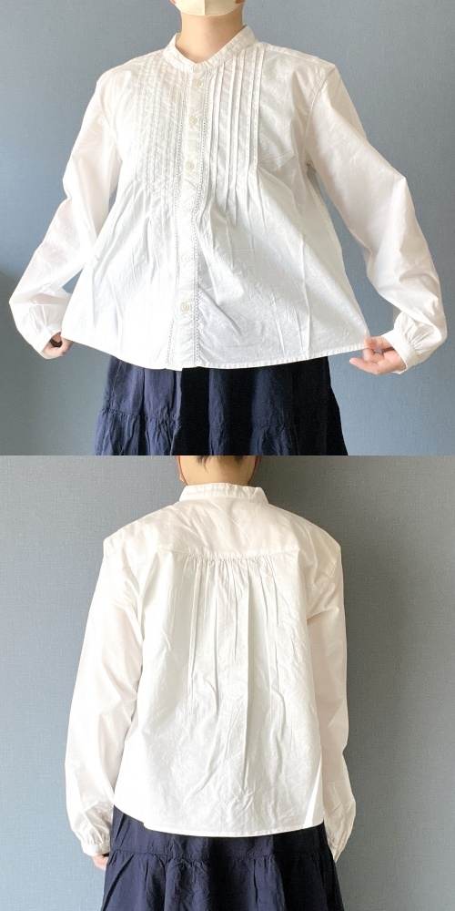 無印良品のオススメのブラウス「婦人 綿ボイル 長袖ブラウス」