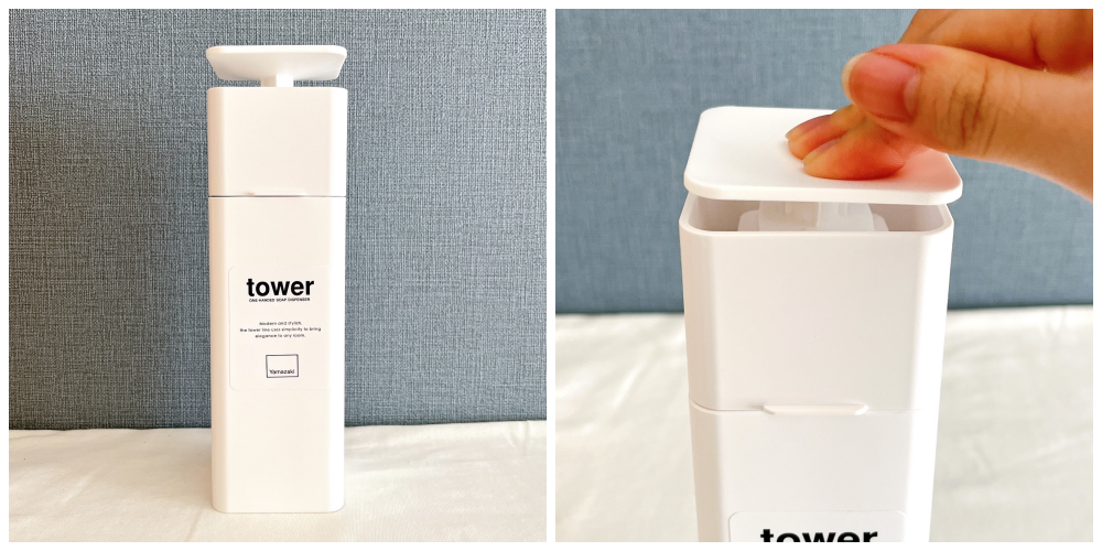 ロフトのオススメのグッズ「片手で出せるディスペンサー ホワイト tower（タワー）」