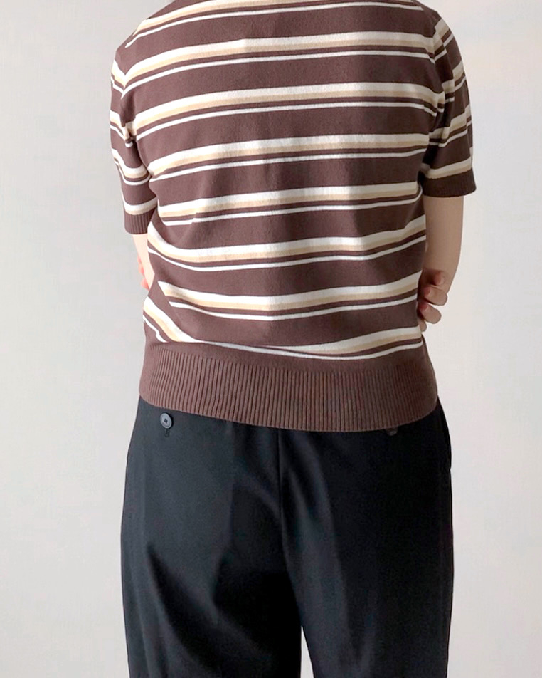 GU(ジーユー)のおすすめファッションアイテム「マルチボーダーポロセーター(半袖)Q」