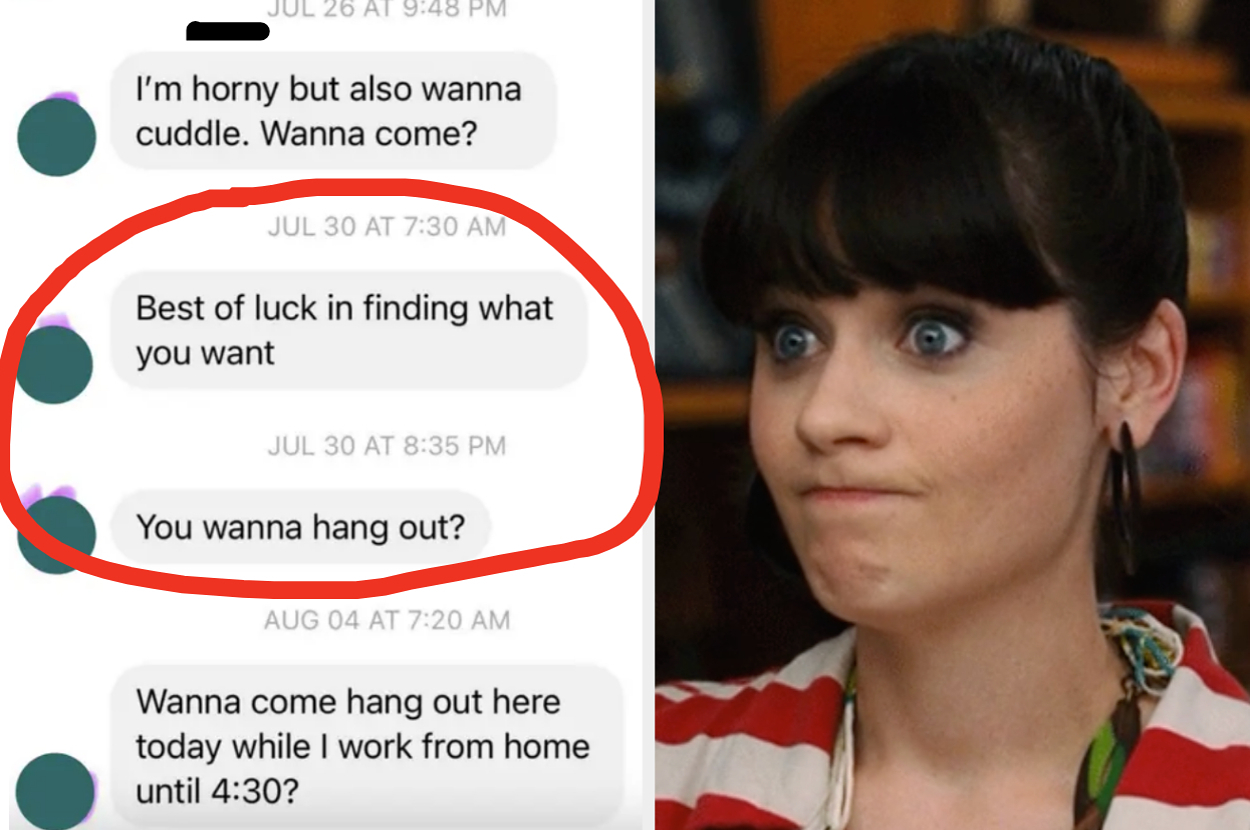 A screenshot of messages where someone is sending romantic advances multiple times without a response, and a photo of a woman making a puzzled expression