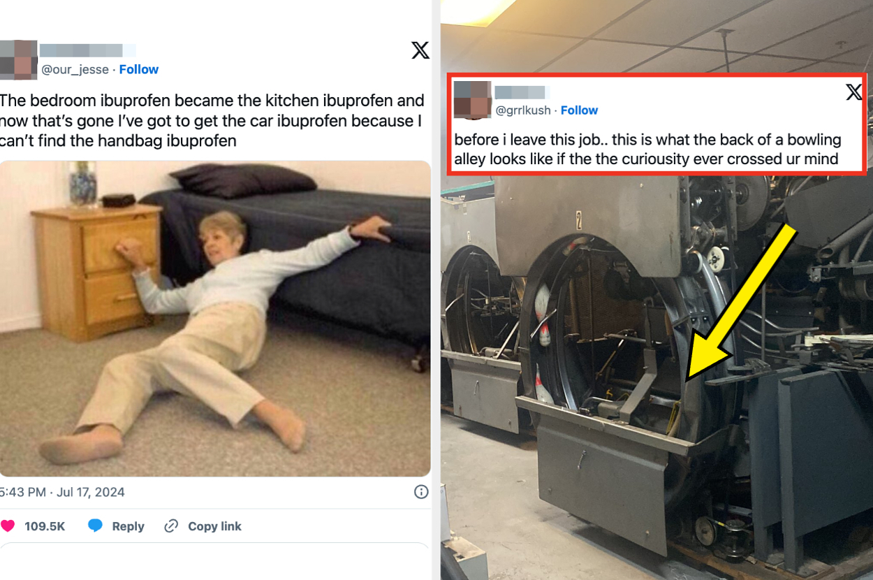 Left: Jesse humorously describes the struggle of finding misplaced items. Right: Gerrik describes how a machine in a workplace resembles the back of a bowling alley