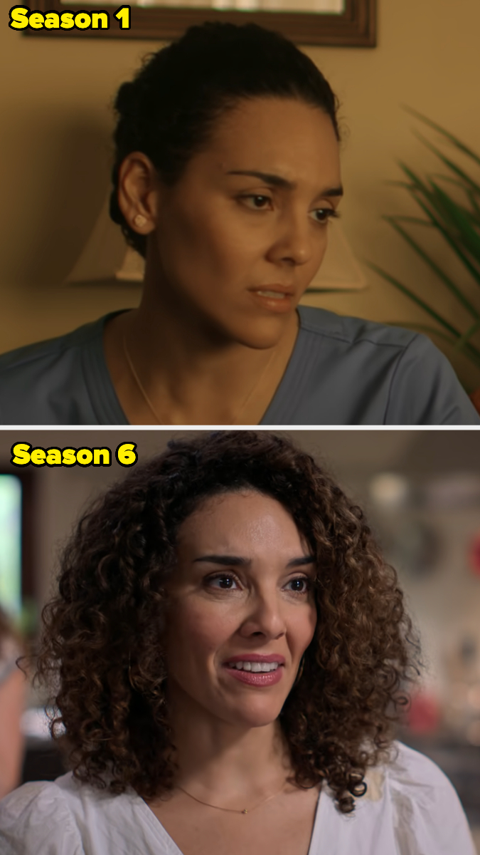 Image showing Judy Reyes from TV show "Scrubs" in Season 1 and Season 6 with noticeable hairstyle changes