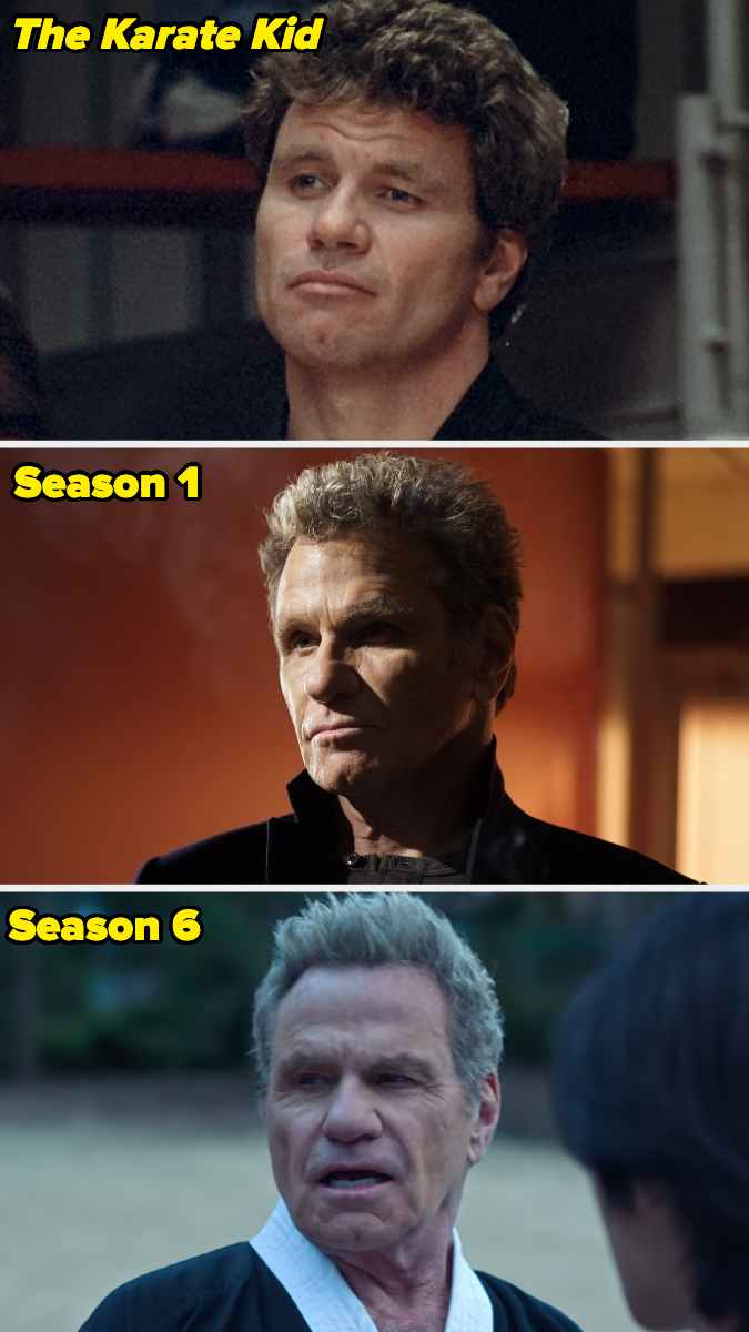 Montage of actor Martin Kove from "The Karate Kid" and "Cobra Kai" Season 1 and Season 6