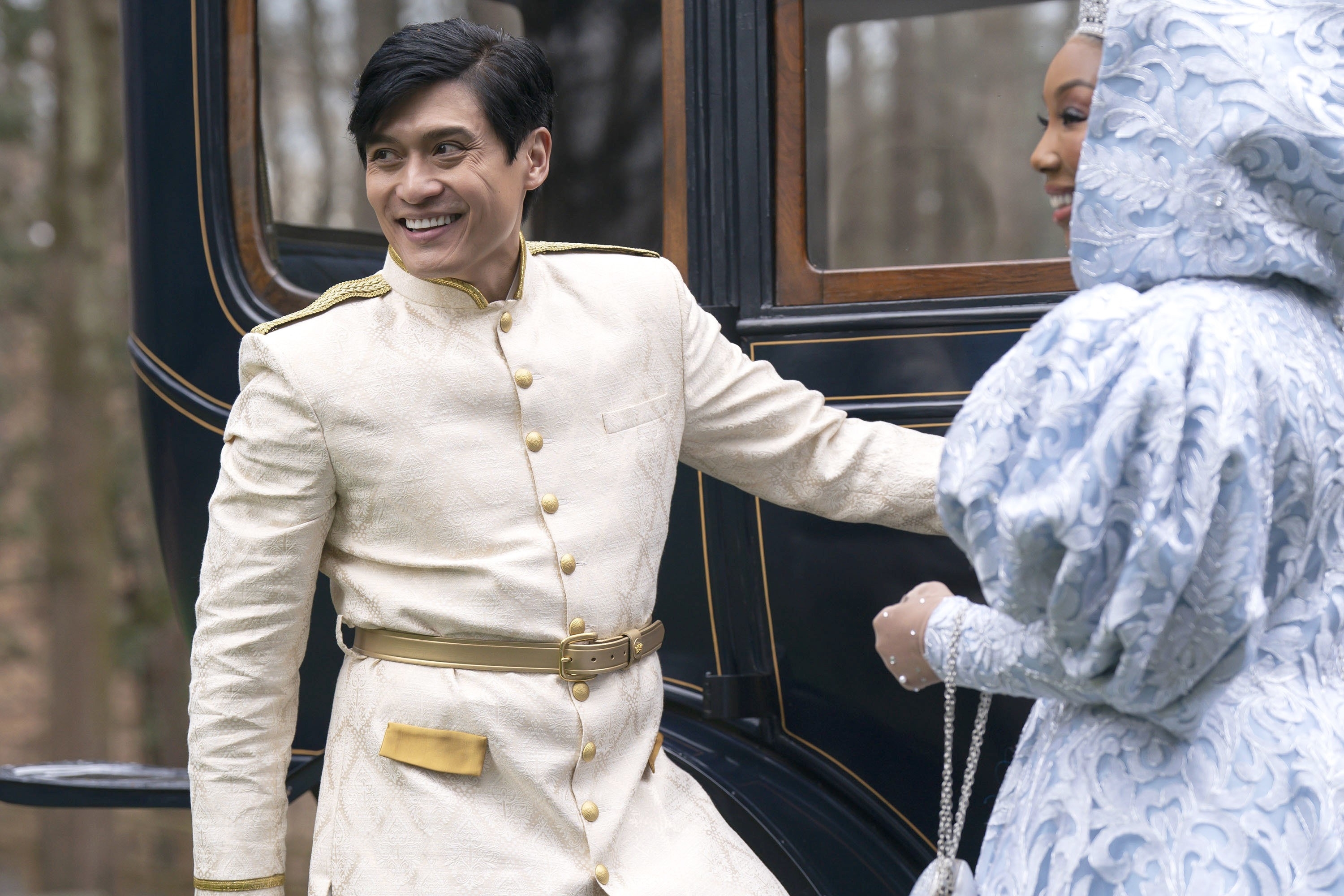 Paolo Montalban as King Charming and Brandy Norwood as Cinderella in "Descendants: The Rise of Red"