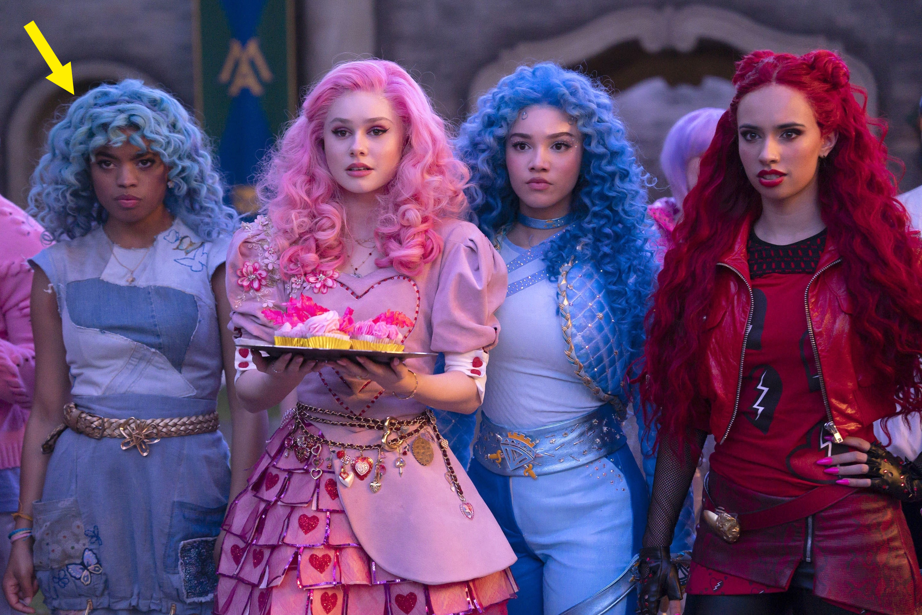 Morgan Dudley, Ruby Rose Turner, Malia Baker, and Kylie Cantrall in "Descendants: The Rise of Red"