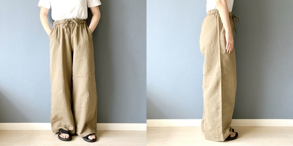 無印良品のオススメのパンツ「婦人 ふんわりしぼガーゼ ロングパンツ」