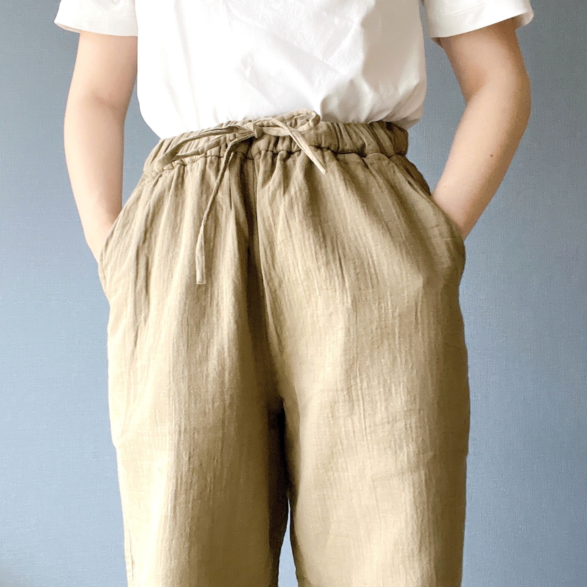 無印良品のオススメのパンツ「婦人 ふんわりしぼガーゼ ロングパンツ」