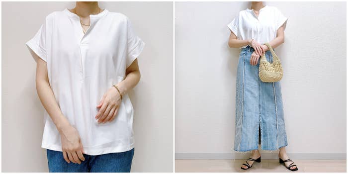 ワークマンのおすすめのレディースアイテム「レディースシーンレスカットブラウス」