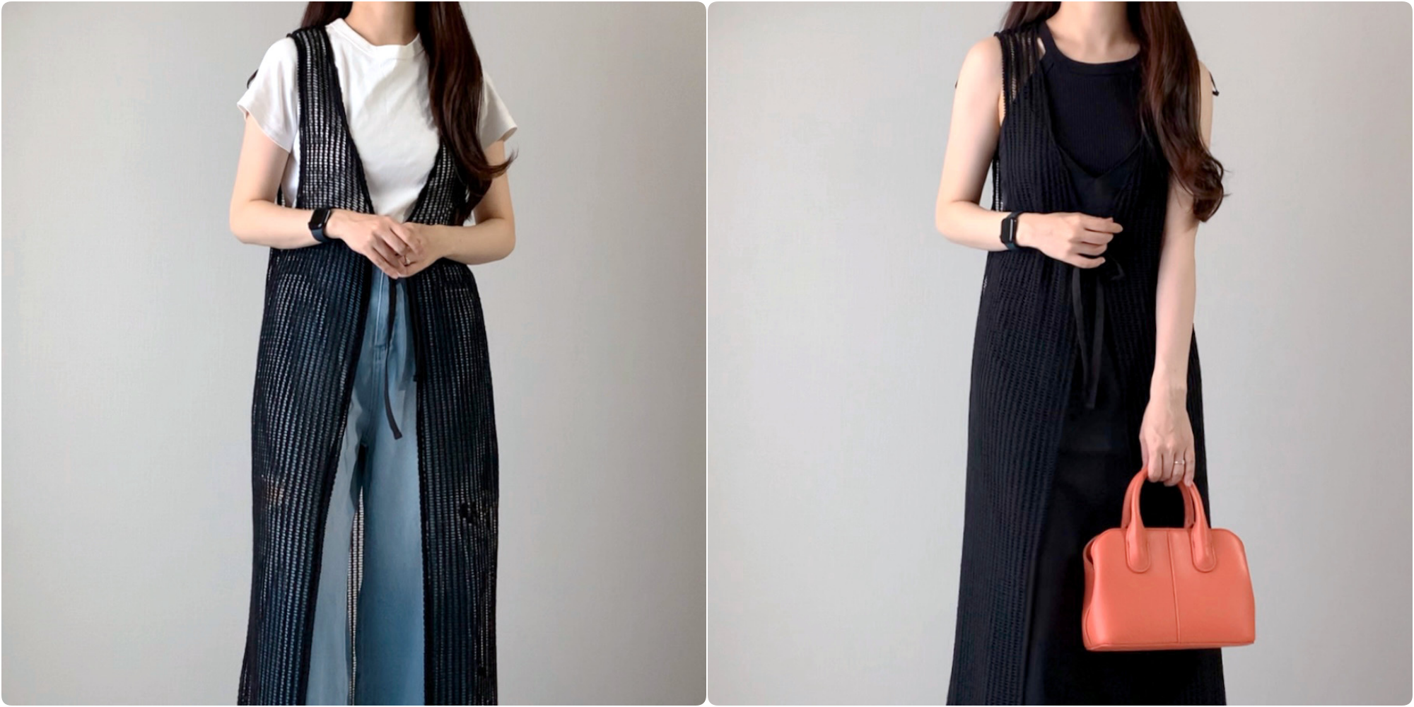 しまむらのおすすめファッションアイテム「スカシアミロングジレOP」のコーディネート