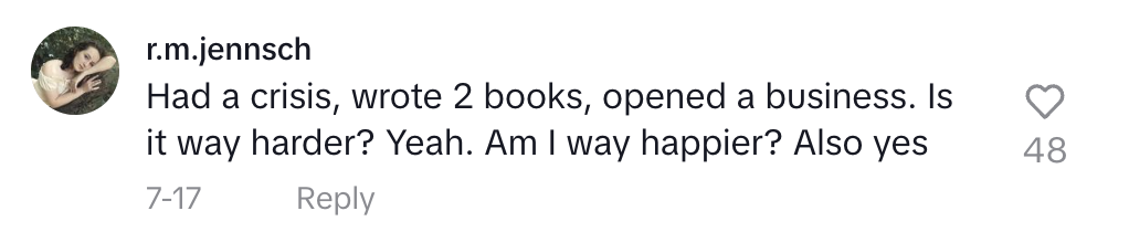 r.m.jennsch: Had a crisis, wrote 2 books, opened a business. Is it way harder? Yeah. Am I way happier? Also yes.