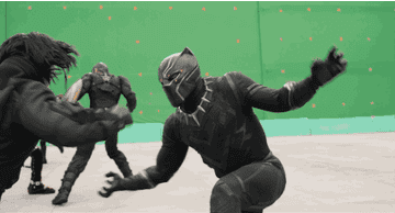 Black Panther fights Winter Soldier while Captain America engages an opponent in the background