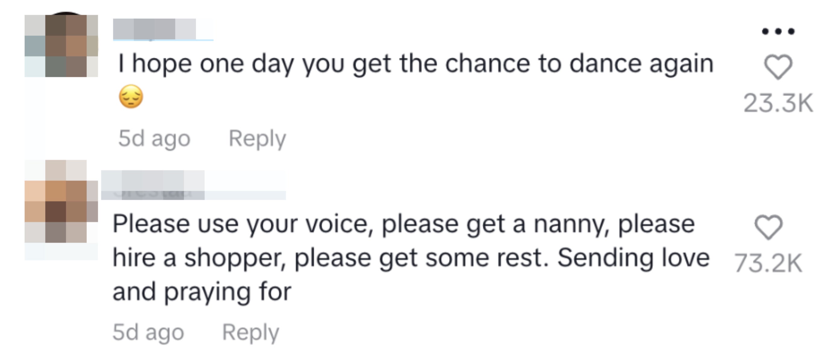 Comments from users Shy87 and Srestaa expressing well wishes and advice for rest to an unspecified person