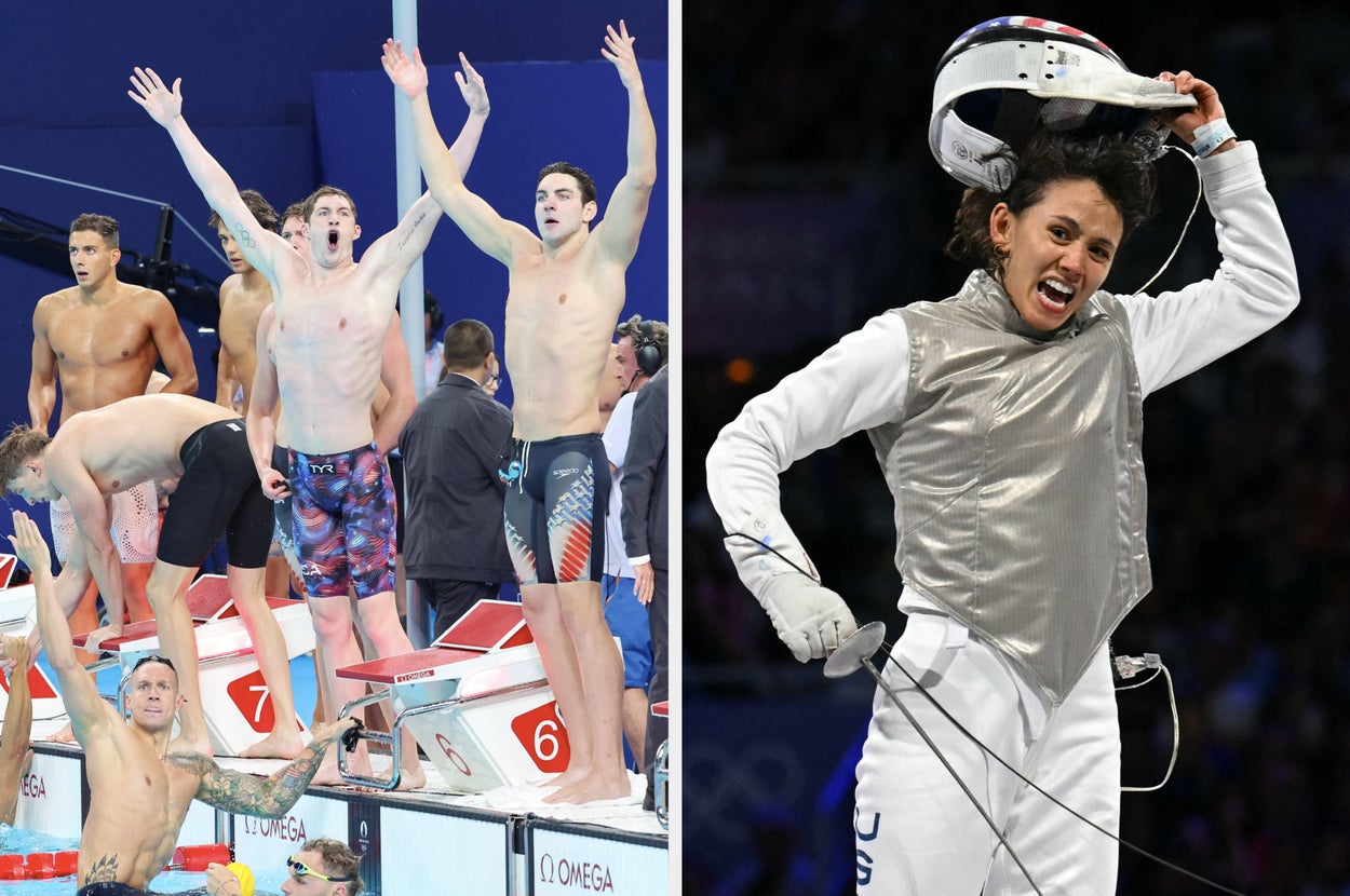 Photos Of Olympians Celebrating Gold At 2024 Olympics