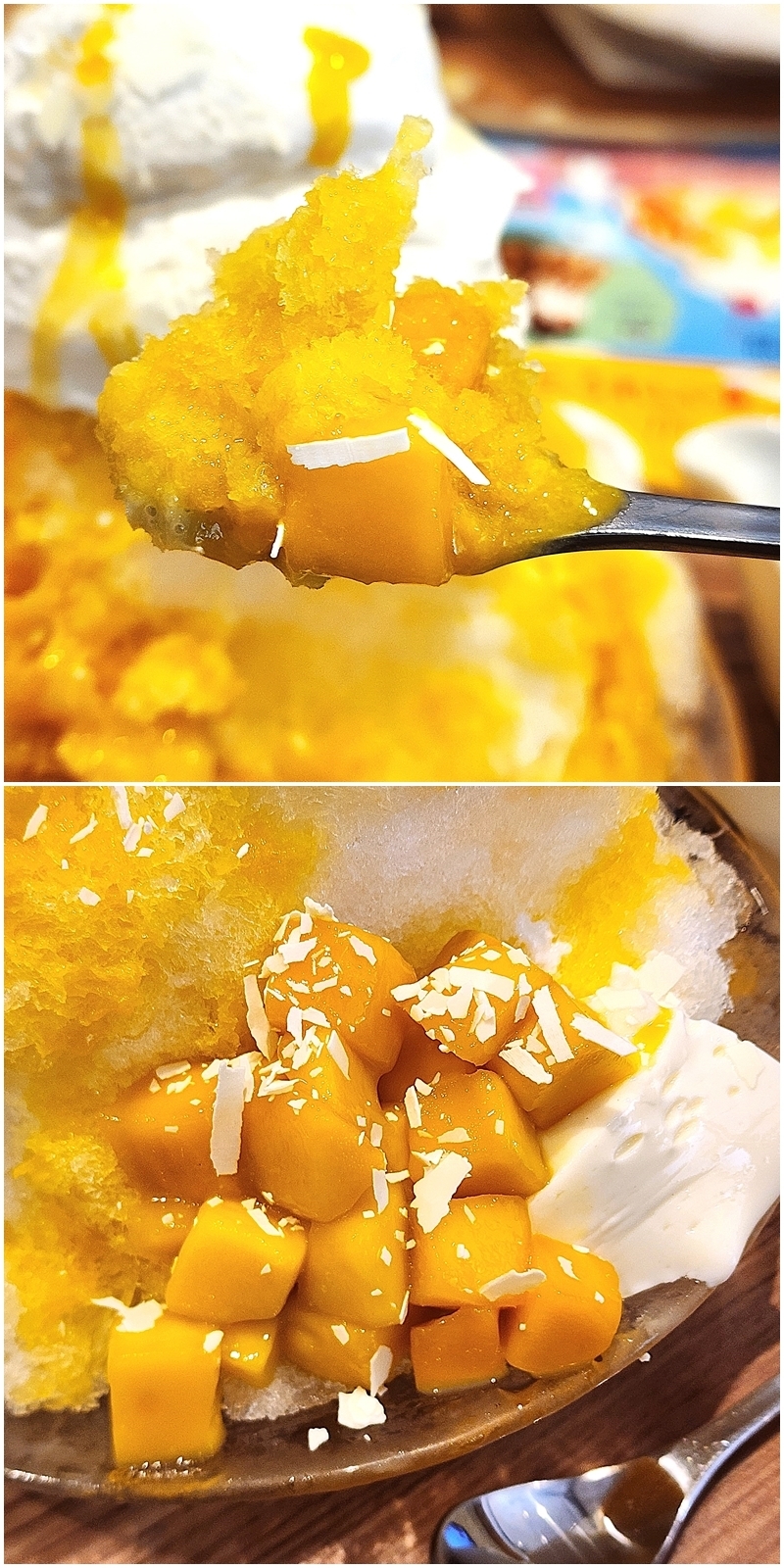 ココスのおすすめスイーツ「純氷ふわふわかき氷マンゴー~杏仁豆腐添え~」