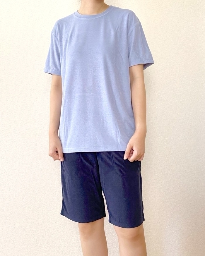 GUのオススメのルームウェア「スタイルドライパイルラウンジセット（半袖&amp;amp;ショートパンツ）」