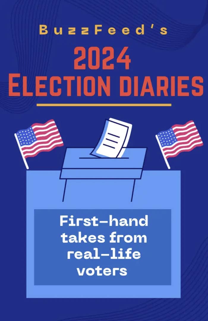 BuzzFeed's 2024 Election Diaries. Graphic of a ballot box with American flags and text reading "First-hand takes from real-life voters"