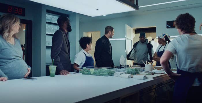 Marcus returns to the kitchen