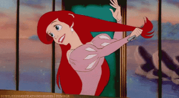 Ariel from "The Little Mermaid" is brushing her hair with a fork.