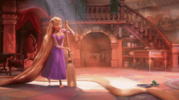 Rapunzel sweeps the floor in Disney's "Tangled."