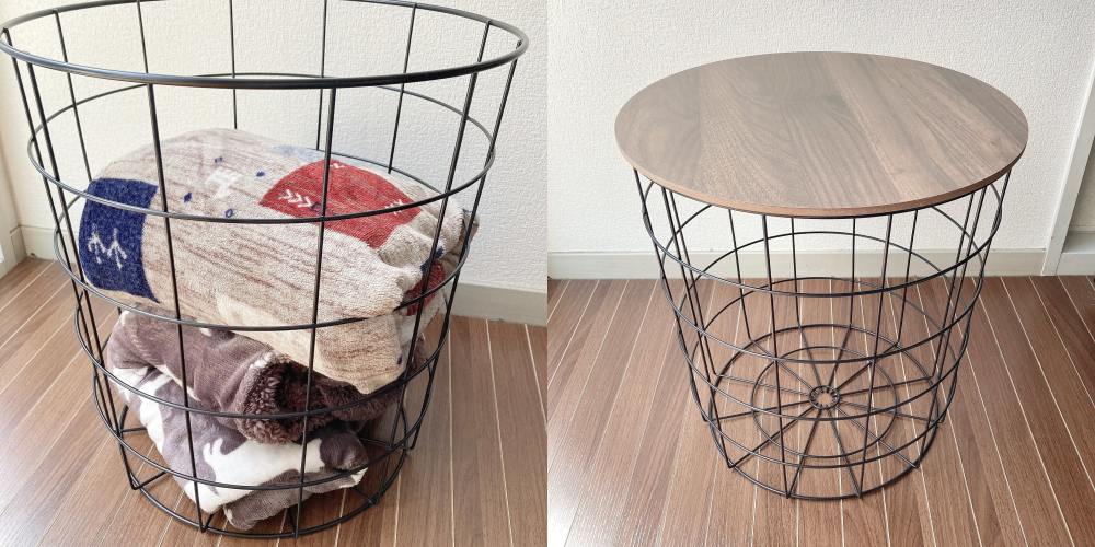 ニトリのオススメのインテリア雑貨「ワイヤーテーブル ハオ（ミドルブラウン）」