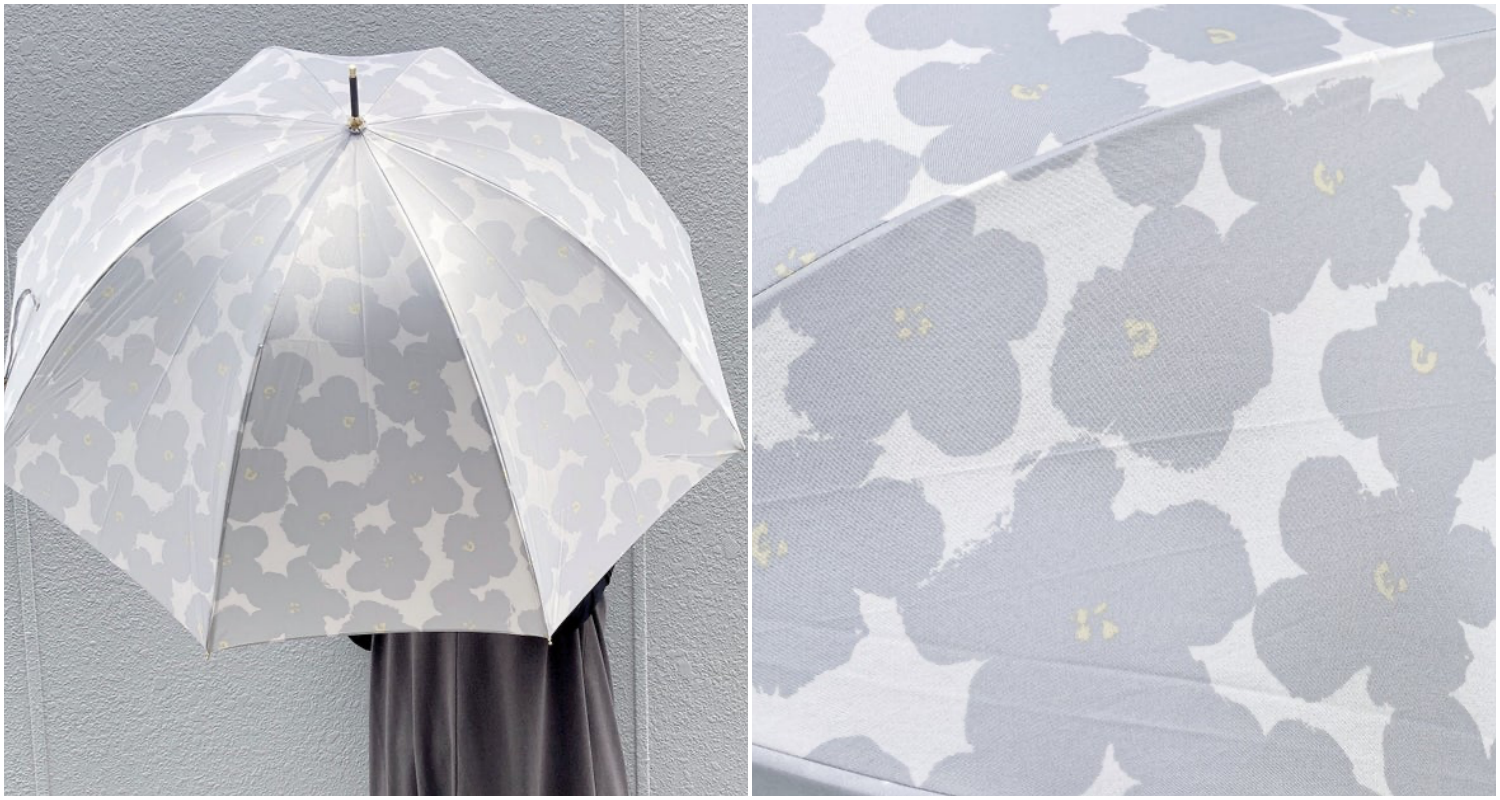 Francfranc（フランフラン）のオススメの傘「ハナプリント 長傘 58cm グレー（晴雨兼用）」