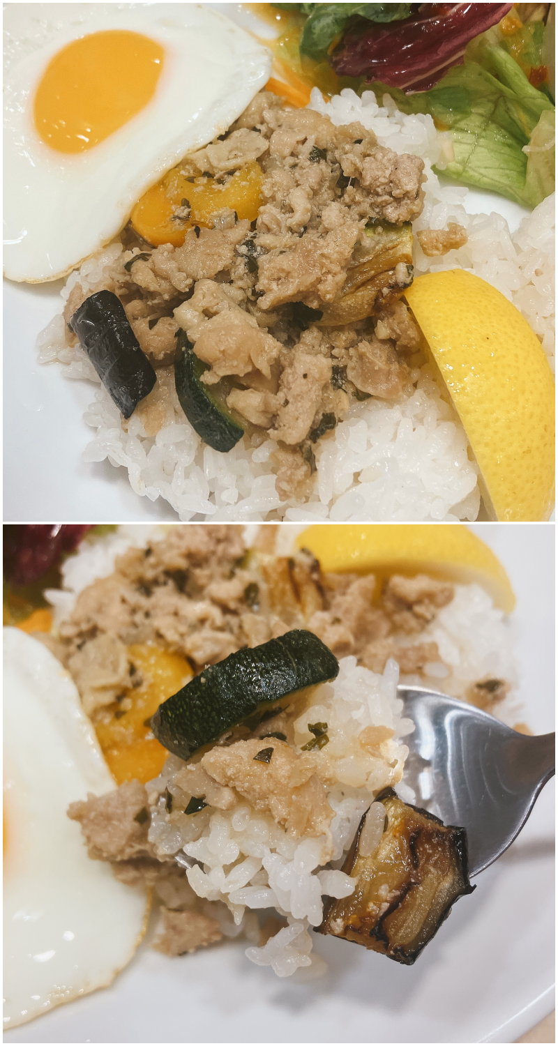 ガストのおすすめ料理「エダジュン監修ガパオ&グリーンカレープレート」