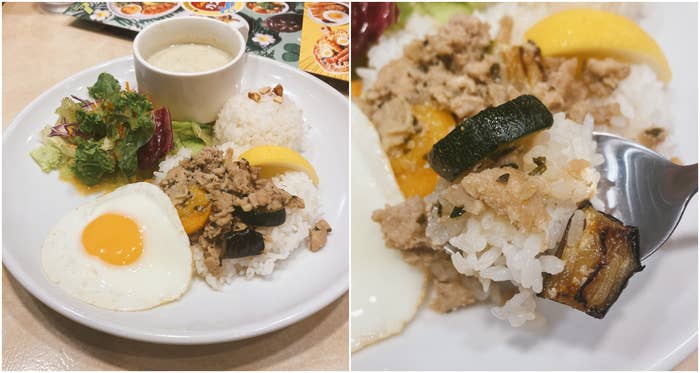 ガストのおすすめ料理「エダジュン監修ガパオ&グリーンカレープレート」