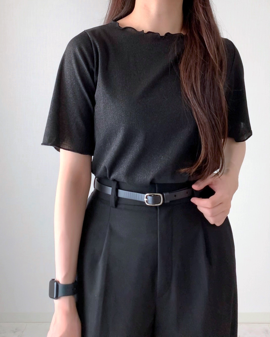 しまむらのおすすめファッションアイテム「HTラメテレコメローT」