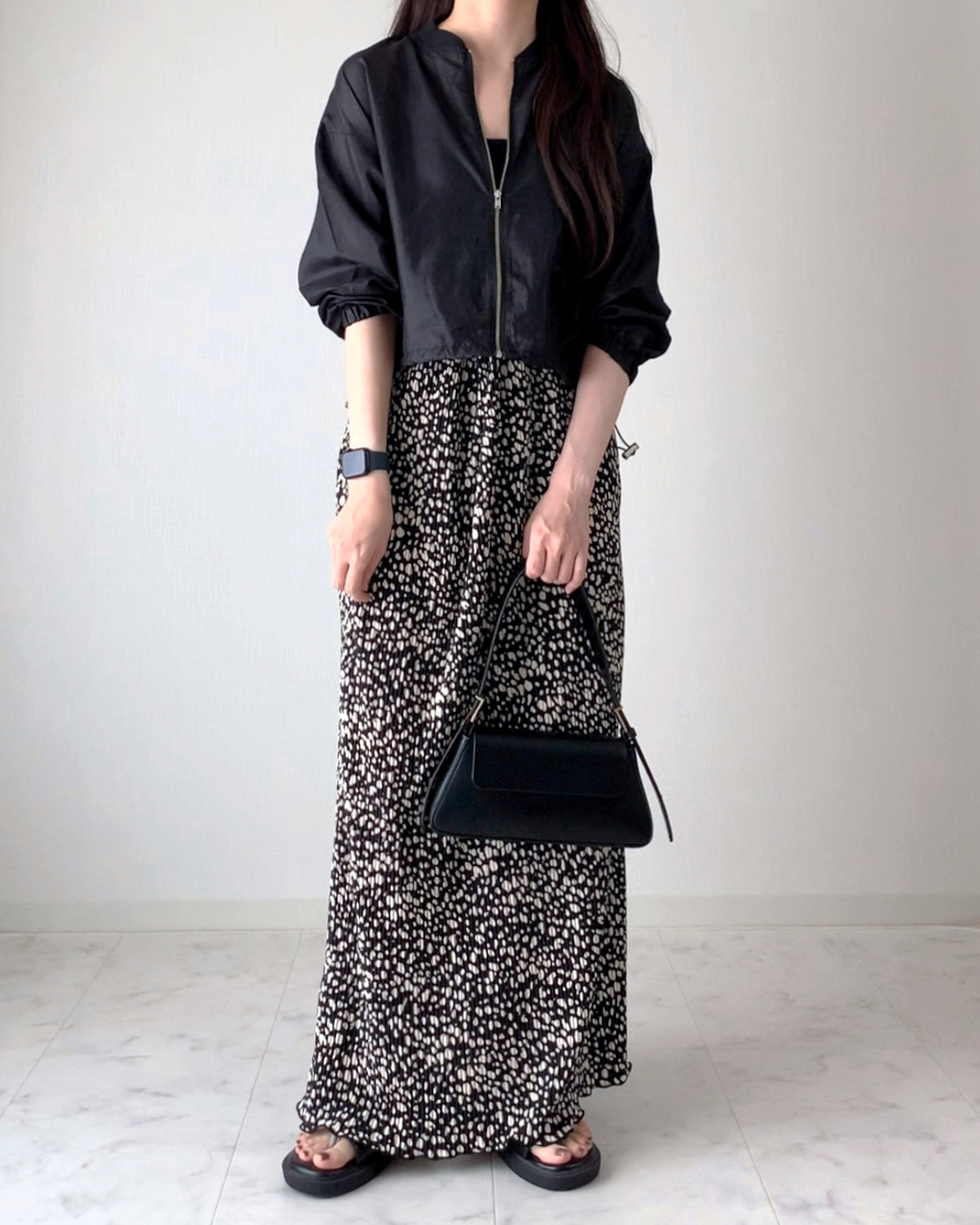 しまむらのオススメのブルゾン「シアーナガソデブルゾン」のコーディネート