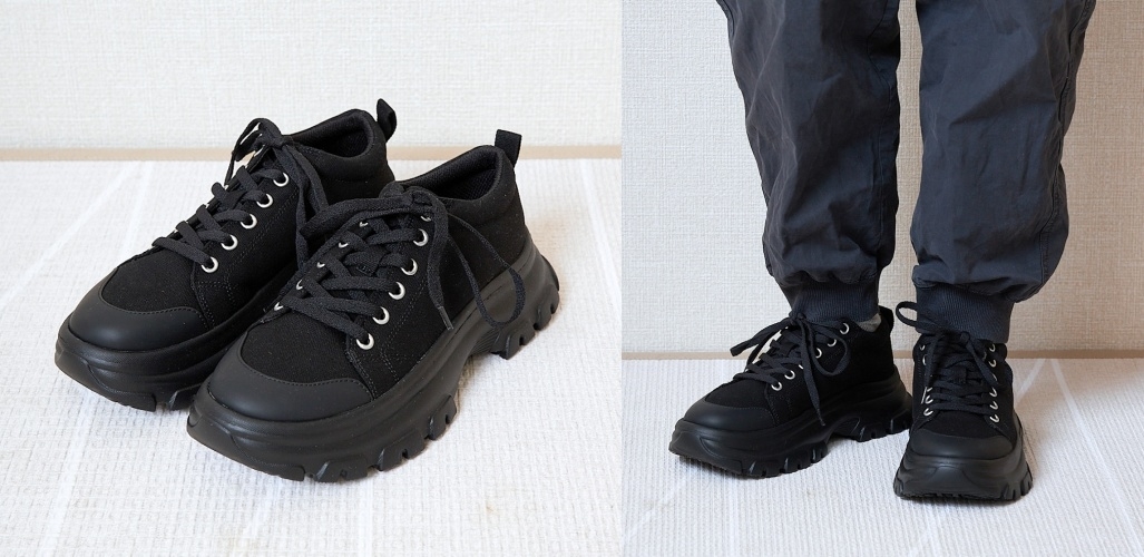 GU（ジーユー）のおすすめファッションアイテム「ボリュームソールキャンバススニーカー+E」