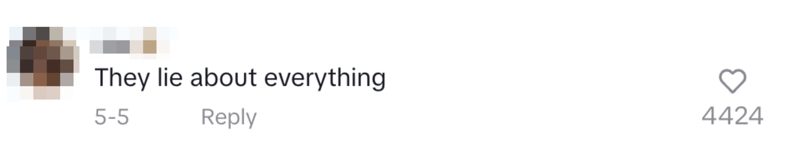 Comment posted by Jos: "They lie about everything." The comment has 4,424 likes