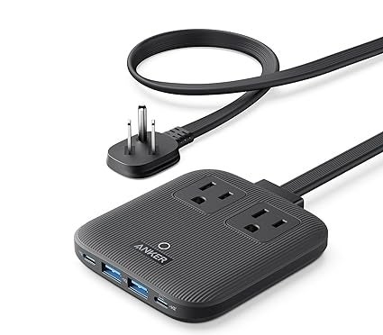 A black Anker power strip