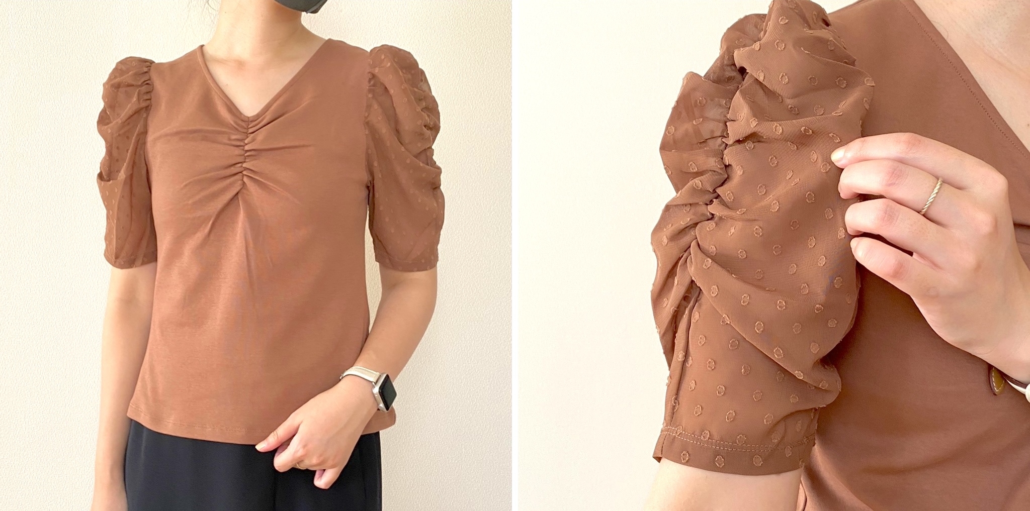 GU（ジーユー）のおすすめファッションアイテム「布帛コンビネーションT（5分袖）Z+E」