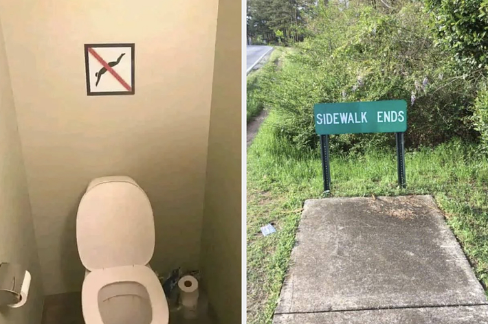 トイレの個室内の写真。便器の上の壁に、ひげ禁止のマークが描かれています。