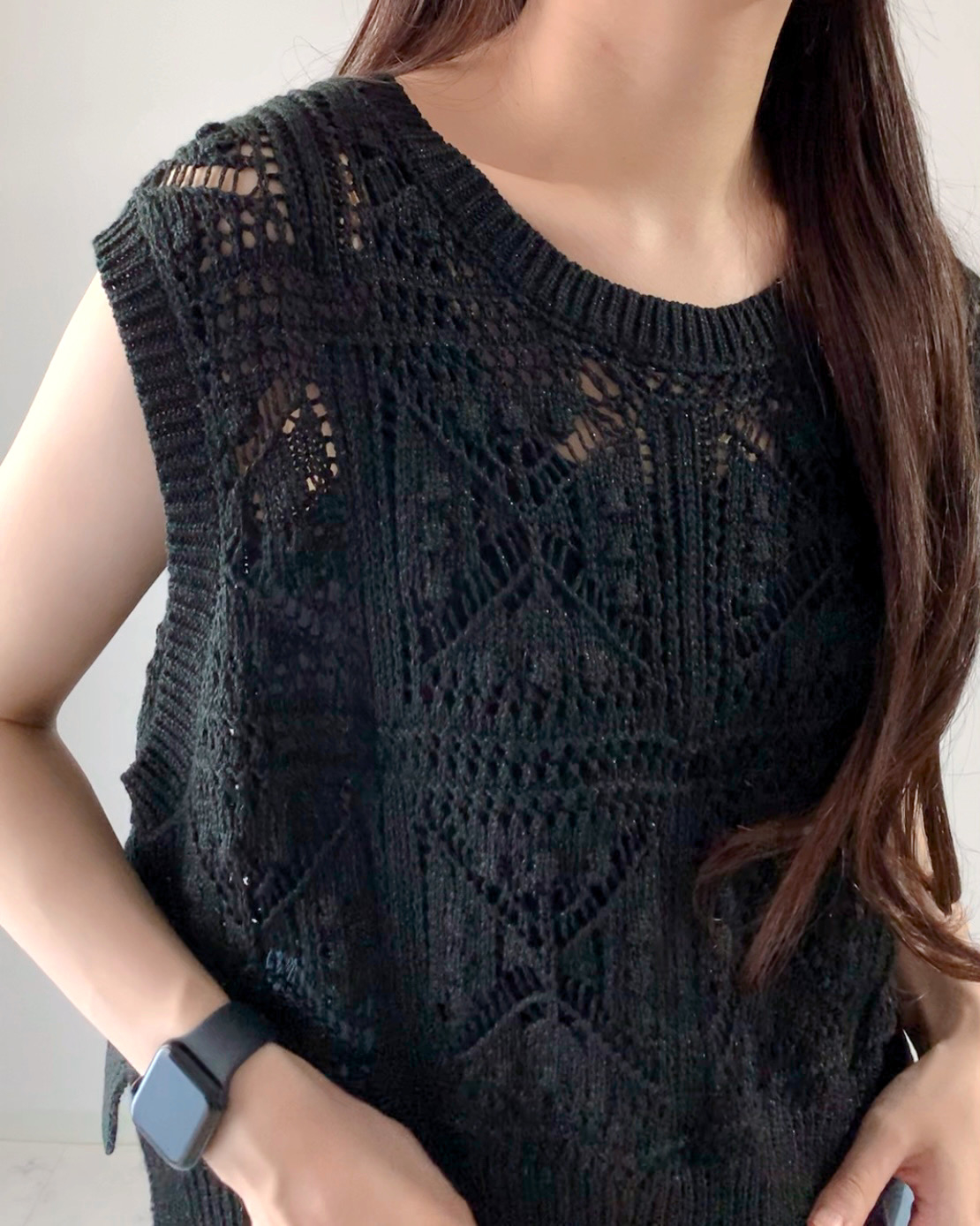 しまむらのおすすめファッションアイテム「クロシェフウベスト」